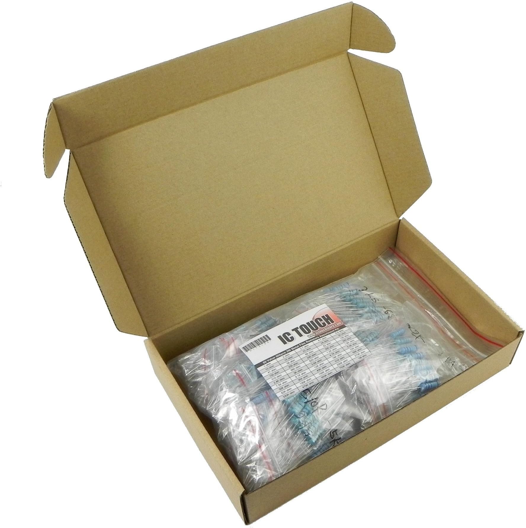 Ictouch 50value 500pcs 3W Metal Film Resistor +/-1% Assortment Kit KIT0144