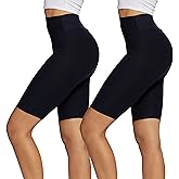 Conceited Biker Shorts for Women - Spandex - High Waisted - Soft - Casual - Black - 2-Pack - One Size