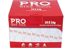 PRO BIKE TOOL 16g Threaded CO2 Cartridges - 30 Pack for All CO2 Bike Tire Inflators with Threaded Connection - Quick Air Refill for Bicycle Tires - Cartridge for CO2 Pump - Road or MTB Bikes