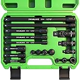 18-piece Impact Socket Extension Set Tools, Swivel Universal Joint, Deep 1/4", 3/8", 1/2" Drive Socket Adapter, Extension Bar, 3 Ratchet Coupler, CR-V Steel Alloy Corrosion-Resistant Mechanic Tools