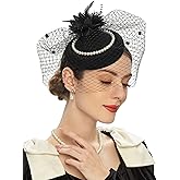 Cizoe Pillbox Hats 20s 50s Vintage Fascinators for Women Tea Party Hats with Feather Mesh Veil Headband