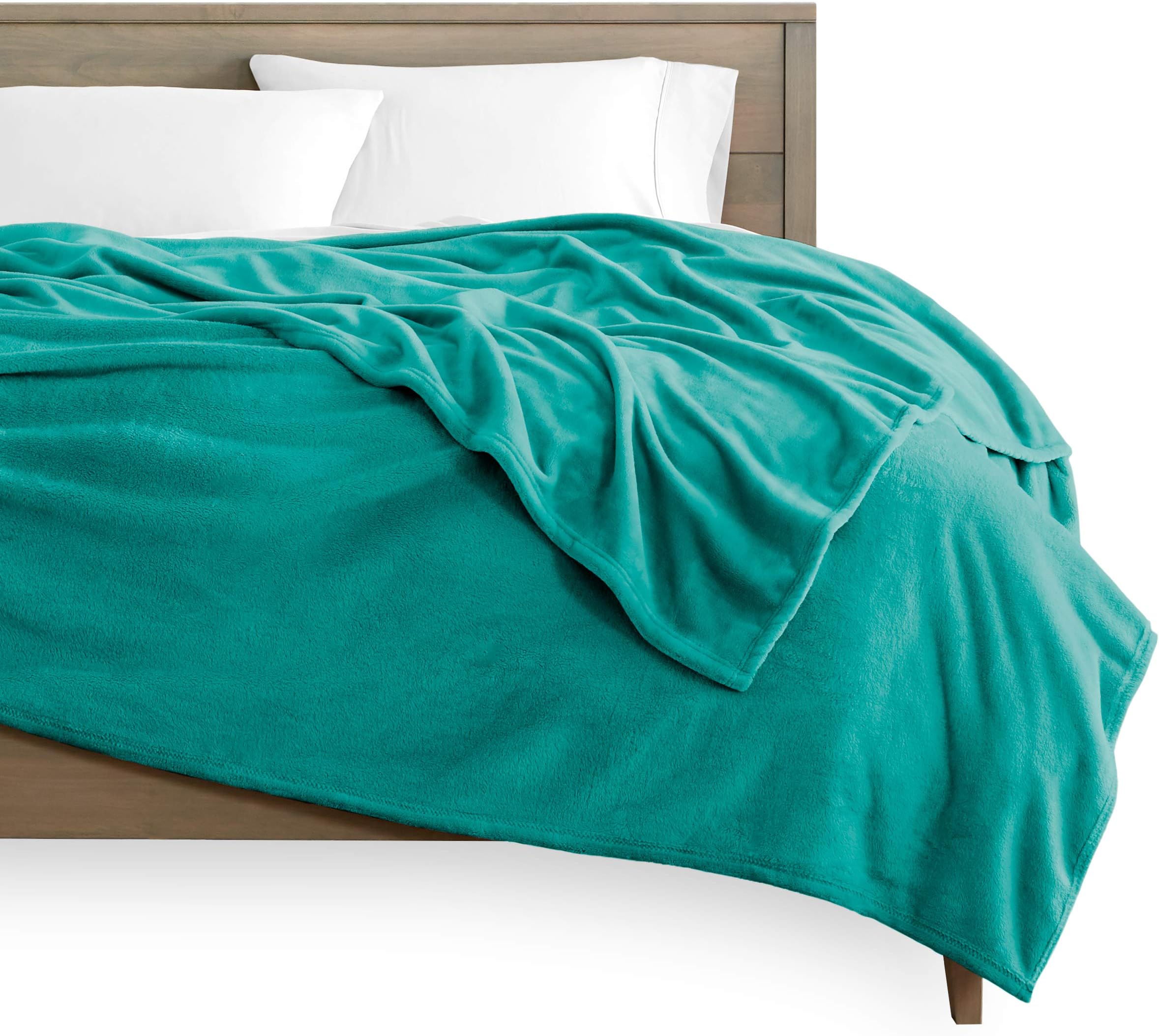 Bare Home Fleece Blanket - Full/Queen Blanket - Emerald - Lightweight Blanket for Bed, Sofa, Couch, Camping, and Travel - Microplush - Ultra Soft Warm Blanket (Full/Queen, Emerald)