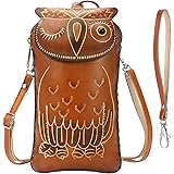 Jack&Chris Crossbody Cell Phone Purse, Women Leather Handbag with Adjustable Strap, JC100-Brown