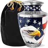 Everlight Memorials American Eagle Urn for Ashes Adult Male – Large Patriotic Cremation Urns for Human Ashes Adult Man & Women – Memorial Funeral Urn for Home Display, or Burial