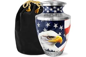 Everlight Memorials American Eagle Urn for Ashes Adult Male – Large Patriotic Cremation Urns for Human Ashes Adult Man & Women – Memorial Funeral Urn for Home Display, or Burial