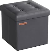 SONGMICS MAZIE Storage Ottoman 38 cm Folding Foot Rest Slate Grey LSF030G51