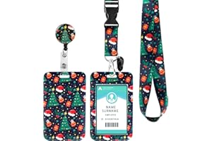 HINSLY ID Badge Holder with Lanyard Christmas Decoration, Retractable Badge Holders Reels with Lanyards Adjustable, for Women Kids Teacher Nurses Doctor Student