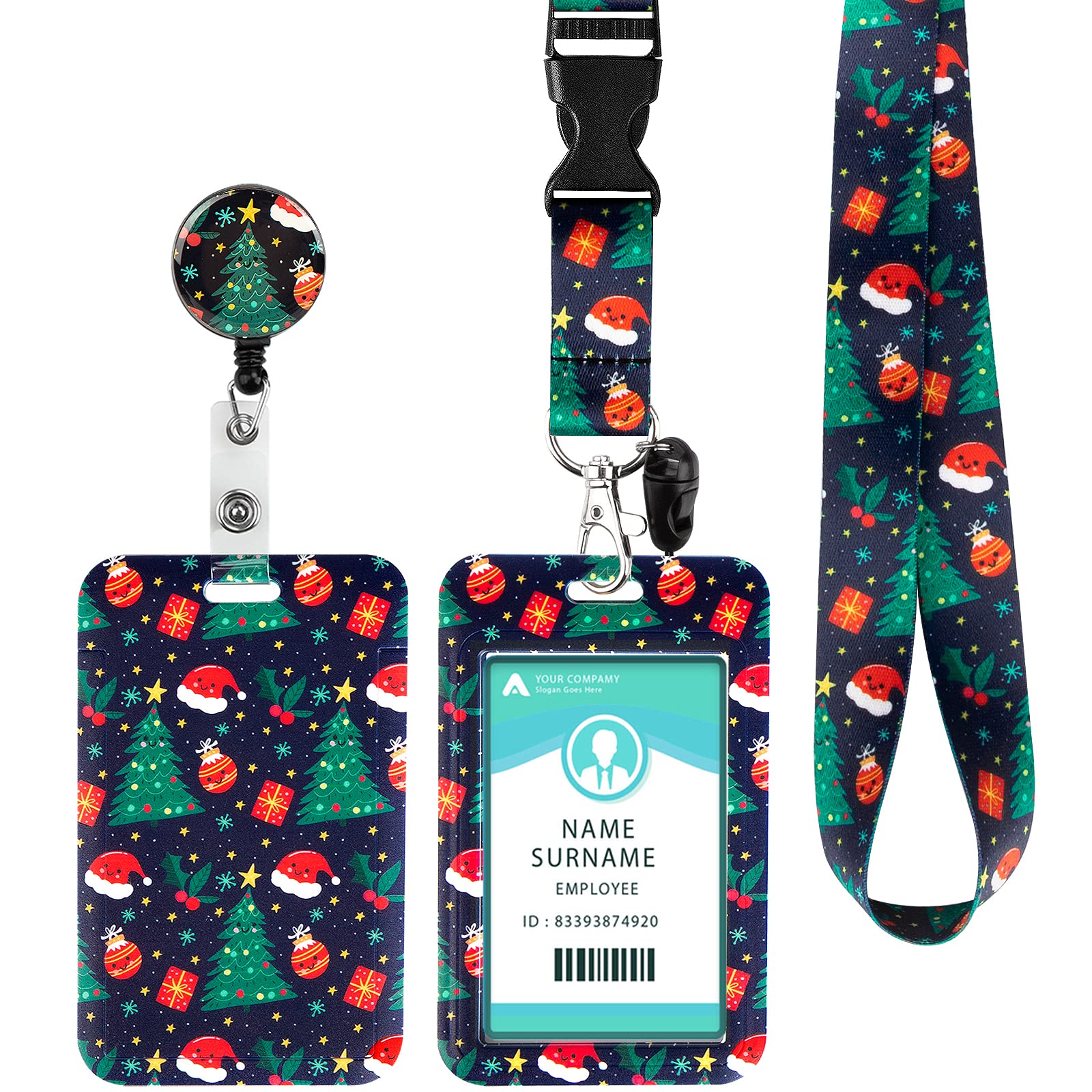 Lanyard with Card Holder, Adjustable Retractable Lanyards ID Badge Holder, for ID Card, Office, School(Red Hat)