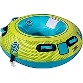 O'Brien LeTube Deluxe Towable Tube &ndash; 1 Person Donut-Style Inflatable for Boating &amp; Lake Watersports &ndash; 56" Durable Full Nylon Cover, Lightning Valve &amp; Quick-Connect Tow Hook