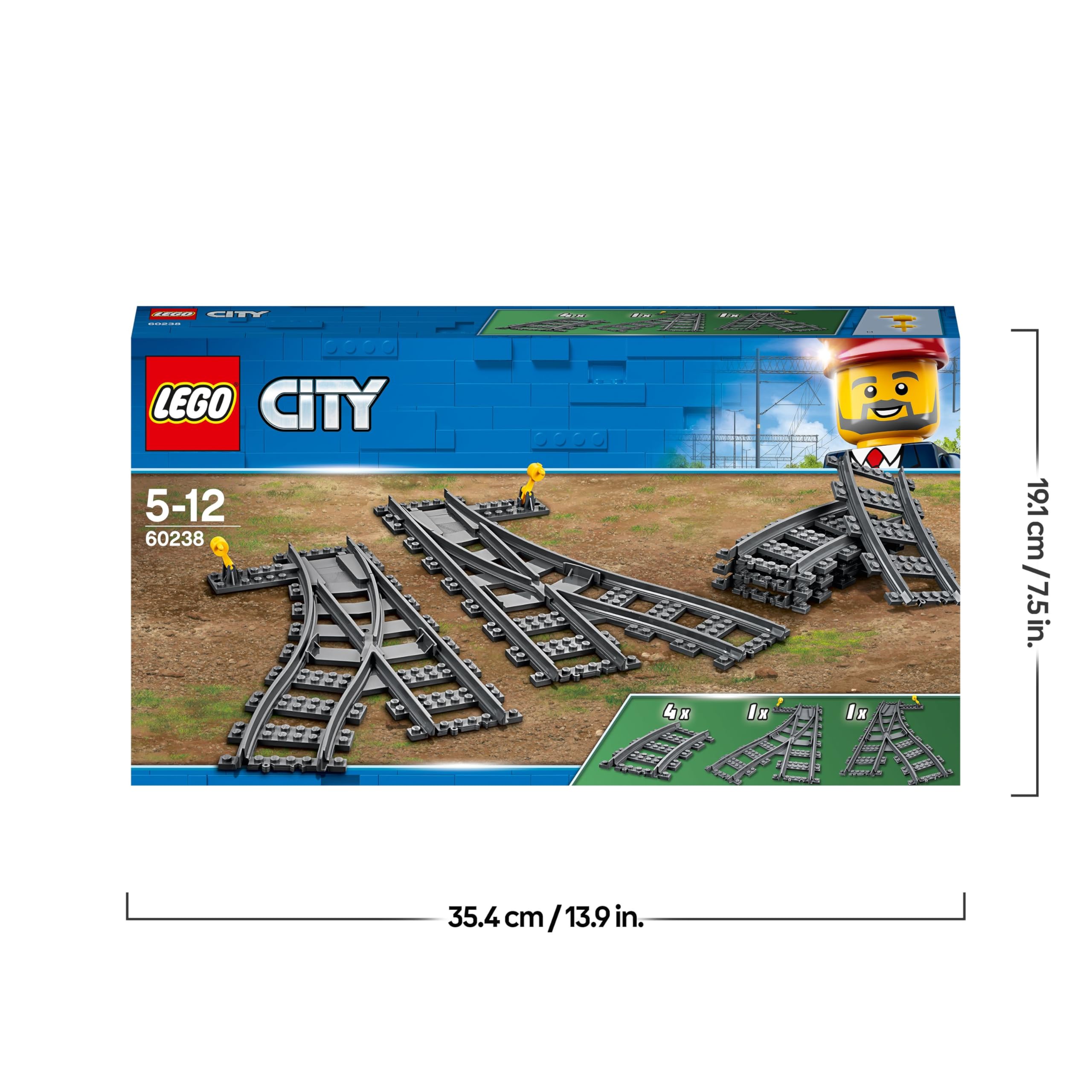 LEGO City Weichen, 6 Elemente, Erweiterungsset für Kinder, Spielzeug Set 60238 7