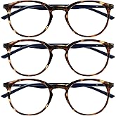OPULIZE MET Blue Light Blocking Reading Glasses for Women Men, Slim Round Frame with Scratch Resistant and Spring Hinges, Computer Glasses with Anti-Reflective, Brown +0 (Pack of 3)
