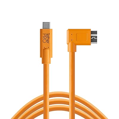 TetherPro USB-C to 3.0 Micro-B Right Angle - 15' (4.6m) (High-Visibility Orange)