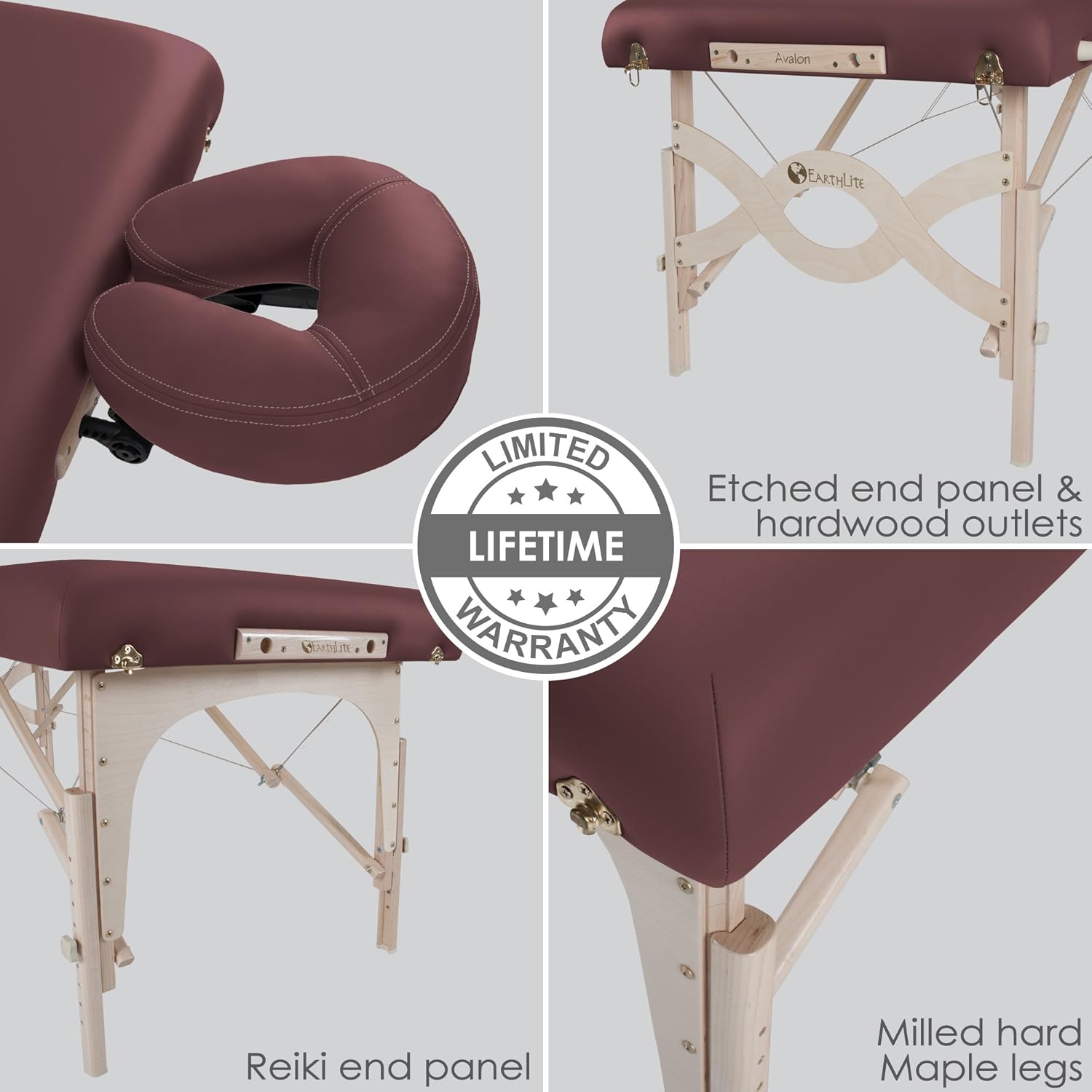 EARTHLITE Portable Massage Table Package AVALON – Reiki Endplate, Premium Flex-Rest Face Cradle & Strata Cushion, Carry Case (30”x73”): Sports & Outdoors