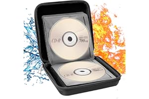 Tamfile 32 Capacity Small DVD Case CD Storage Case, Fireproof DVD/CD Case Holder Organizer with Hard EVA Protection, Portable CD DVD Storage Book Wallet for Car, Home, Office, and Travel (Black)