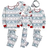 IFFEI Matching Family Pajamas Sets Christmas PJ's with Letter and Plaid Printed Long Sleeve Tee and Bottom Loungewear