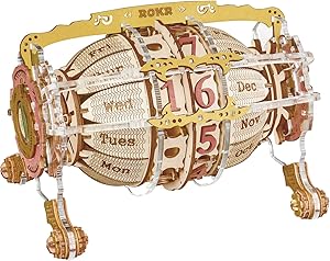 ROKR 3D Wooden Puzzle 250PCS DIY Building Model Kit - Vintage Calendar Home Decor Elagant Gifts for Teens/Adults (Time Engine Calendar)