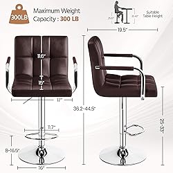 Yaheetech Bar Stools Set of 2, Adjustable PU