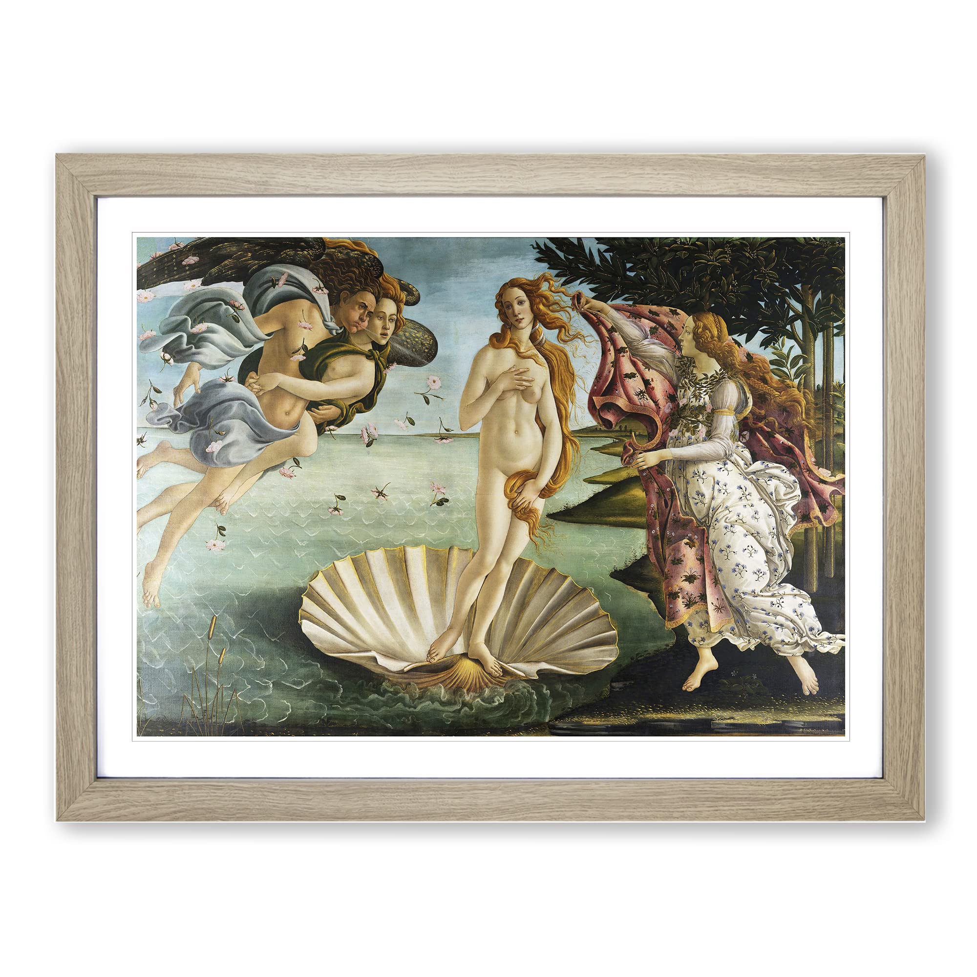Sandro Botticelli Venus Classic Painting Framed Wall Art Print, Ready to Hang Picture for Living Room Bedroom Home Office Décor, Oak A4 (34 x 25 cm)