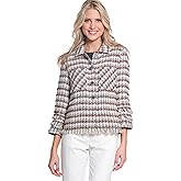 MULTIPLES womens Triple Fringe Three Quarters Sleeves 2-pocket Button and Snap Front Jacket
