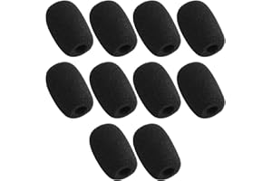 KINMINGZHU 10 Piece Black L 35mm x D10mm Mini Microphone Headset Windscreen Foam Mic Cover