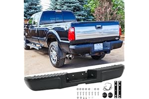 SAFAUTOPARTS Rear Steel Step Bumper Assembly for 2008-2016 Ford F250 F350 F450 Super Duty without Park Sensor Holes Black Back Bumper Replacement for FO1103153,with Pads Brackets and License Plate Lights