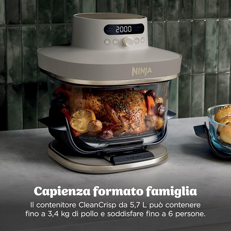 CRISPi PRO, Friggitrice ad Aria in Vetro XL, 5 Funzioni, Beige/Oro