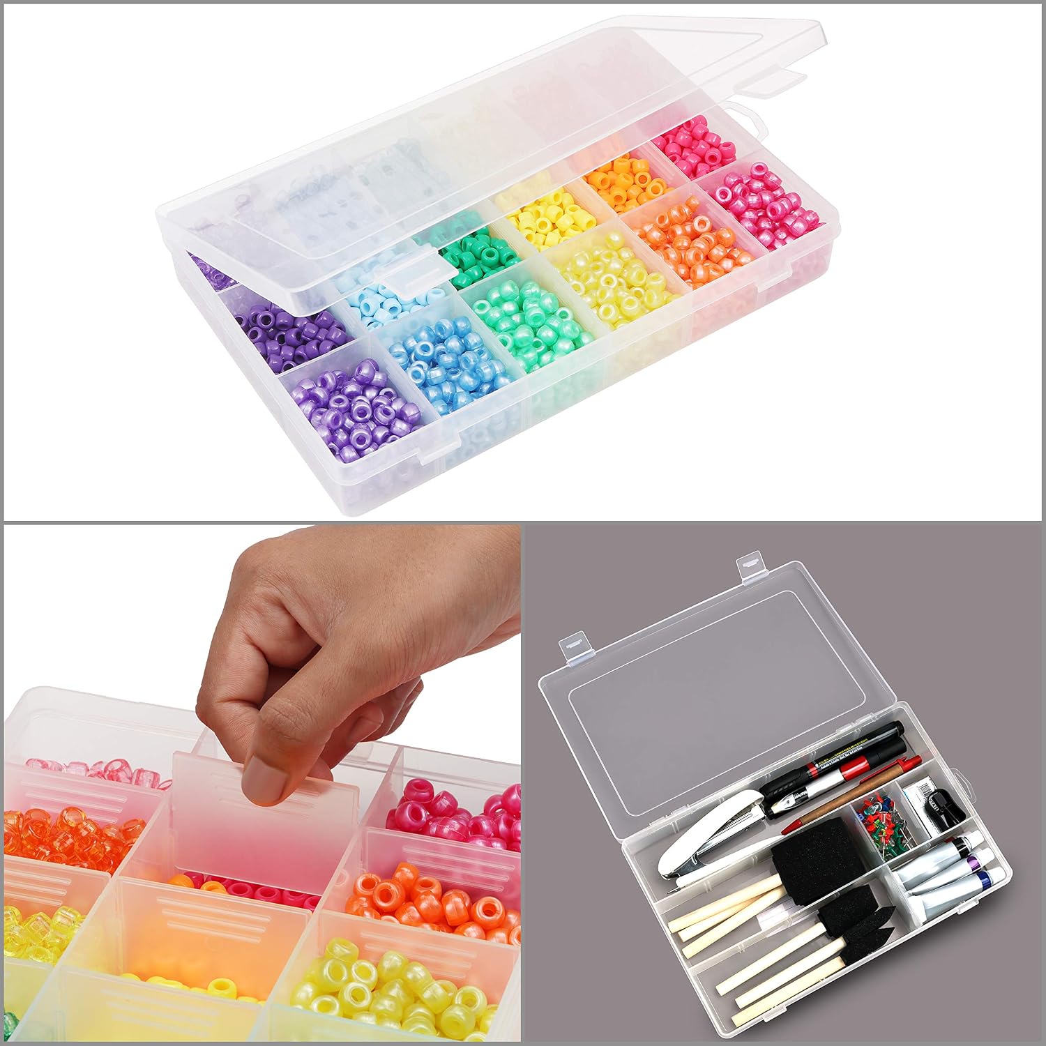 Kurtzy Rainbow Pony Beads with Storage Case (2300 pcs), Different Coloured 6mm Barrel Beads - Image 5