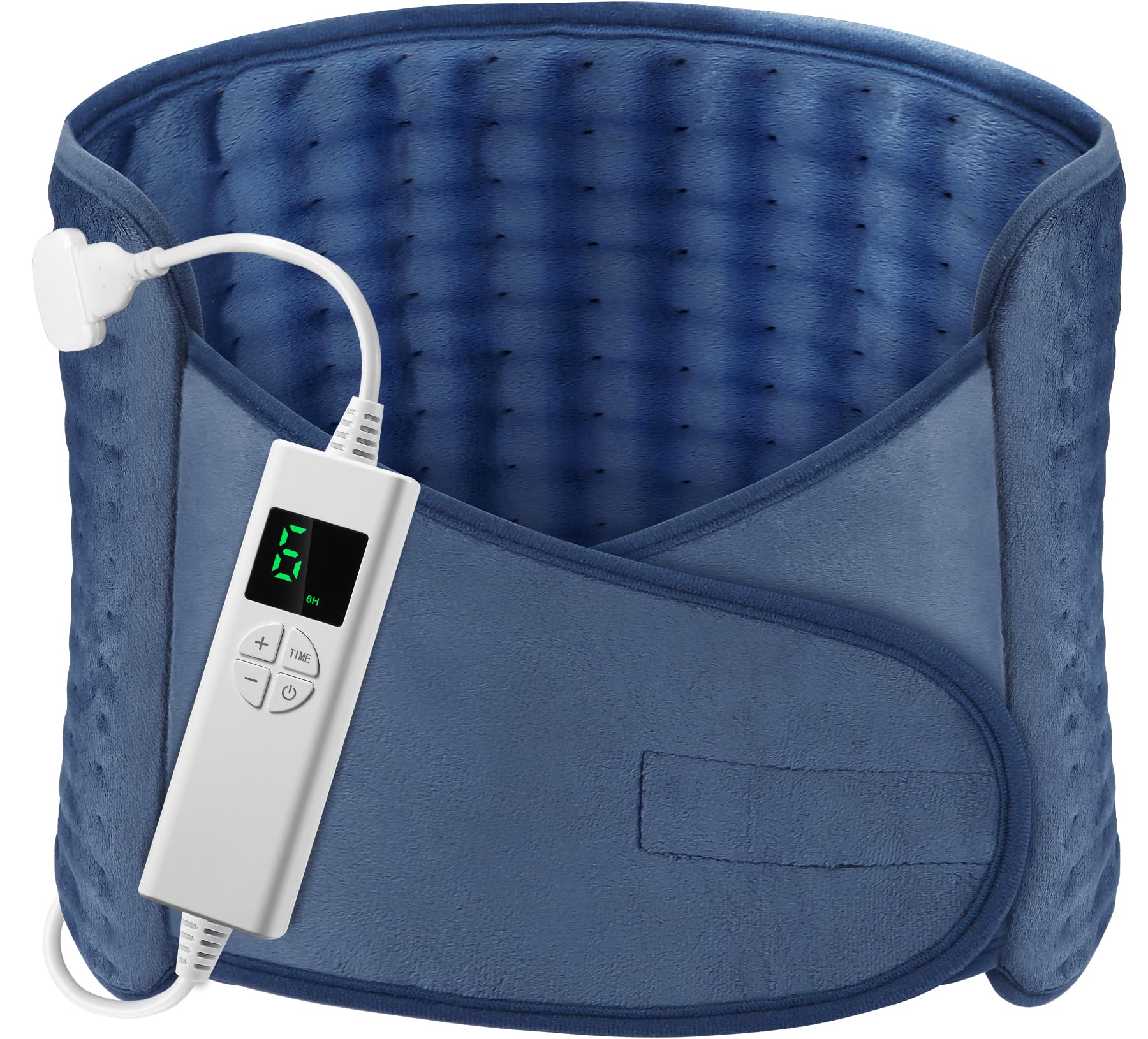 Heat Pad 49"X12" Heating Pads for Back Pain Relief with 6 Heating Settings and Auto Shut Off Soft Machine Washable Electric Heat Pads with Velcro for Abdominal Neck Shoulder Pain Relief Blue
