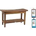 AquaTeak Patented 30" Maluku Teak Shower Bench with Shelf & AquaTeak Two-Step Care Kit