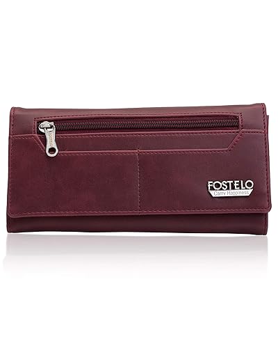 Fostelo Womens Versatile Two Fold Wallet (Maroon)