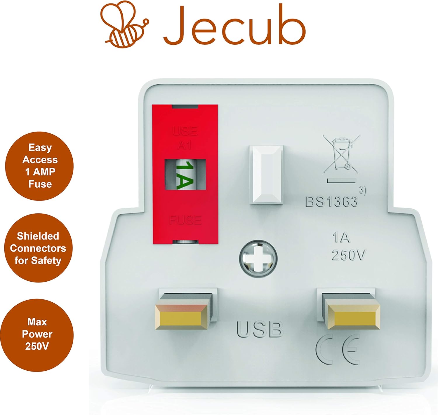 JECUB Shaver Plug Adaptor UK Electric Toothbrush Adapter Plug UK 2 Pin to 3 Pin Adapter Plug UK