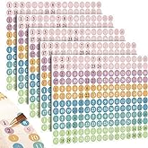Teling 1920 Pcs Planner Date Stickers, Small Round Number Calendar Labels | Colorful Foiled Dots 1-31, for Journals Notebooks Monthly Planners, Decorative Organizing Accessories