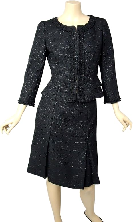 Amazon ノーカラーjk ワンピース スカート3点セット 黒 9号 11号 13号 11号 スーツ 通販