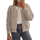 PRETTYGARDEN Fall Long Sleeve Cardigans for Women Trendy 2026 Lightweight Button Down Crewneck Loose Knit Sweater Clothes