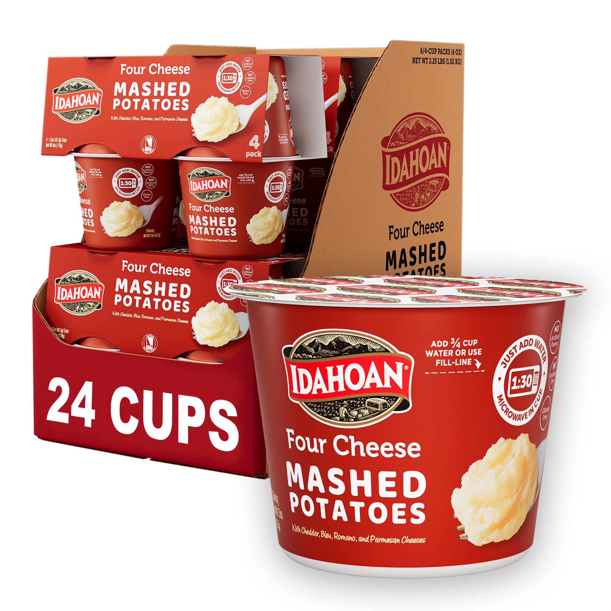 Photo 1 of EXP: 18 SEP 2026 - Idahoan Four Cheese Instant Mashed Potatoes 1.5 oz Cup, (24 count)