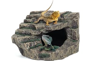 Aquazoo Beared Dragon Tank Accessories for Adults, Snake Hide, Reptile Tank Accessories, Perfect Natural Large Reptile Hide, Professional Turtle Basking Platform (E-Large)