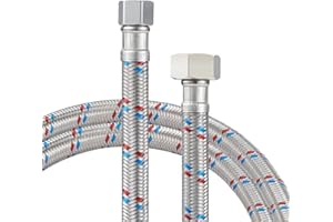 AULEEND AULLEND Faucet Supply Lines,3/8" Comp x 1/2" FIP Braided Stainless Steel Faucet Water Supply Lines for Bathroom Kitchen Sink Faucet 2Pcs (90mm)