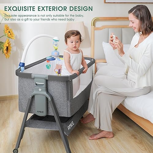 AMKE Baby Bassinets,Bedside Sleeper for Baby,35s Quick Assemble