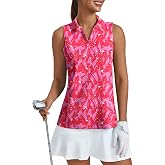 PINSPARK Womens Golf Shirt Sleeveless UPF 50+ Polo V Neck Workout Tank Tops | Quick-dry, Lightweight, Sun Protection, for Golf Tennis Pickleball Running Gym Workout, Casual Wear
