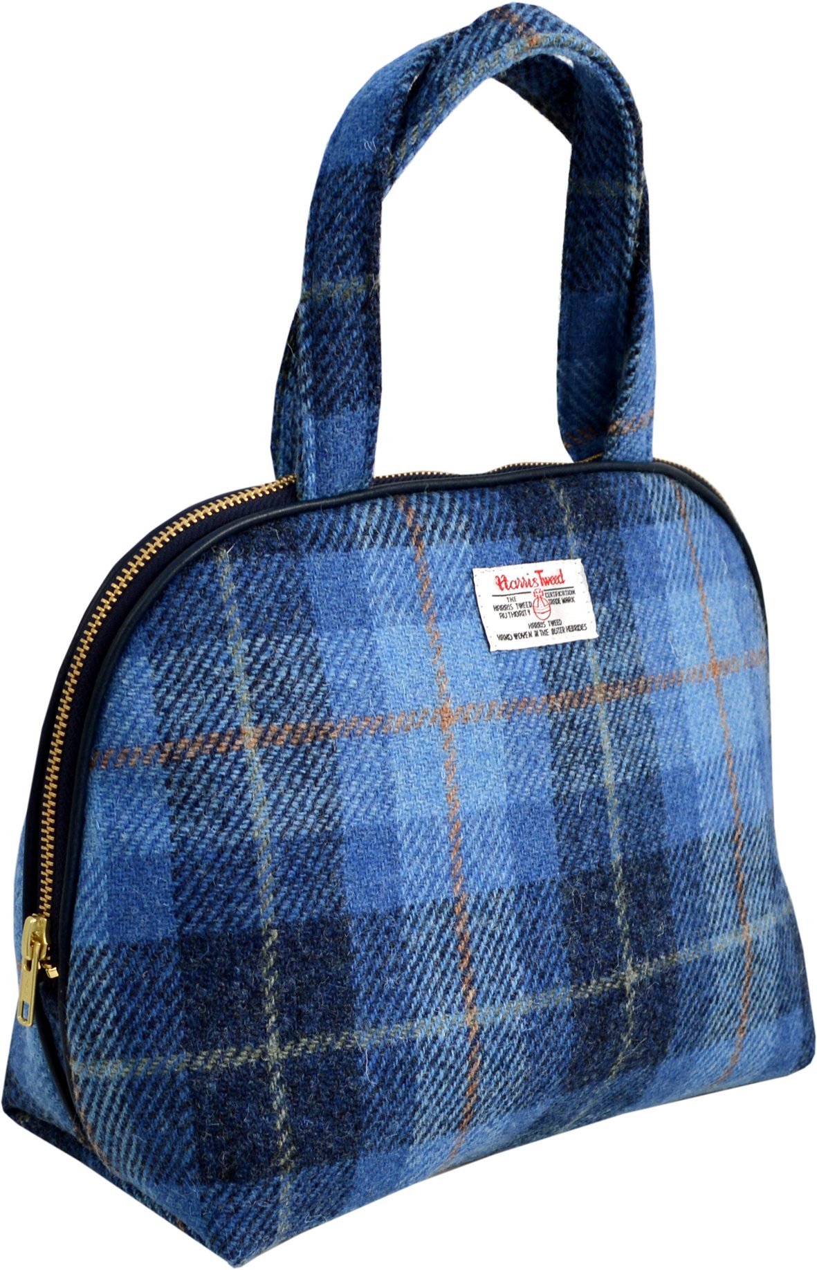 Vagabond Bags Harris Tweed Check Handled Toiletry Bag, 26 cm, Mid Blue