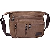 BOMKEE Canvas Messenger Bag, Satchel Bag Vintage Canvas Shoulder Bags Crossbody Laptop Side Bag for Work School Travel