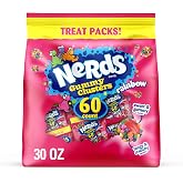NERDS Gummy Clusters Rainbow Candy, Treat Size Packs, 30 oz, 60 Ct | Crunchy outside gummy inside, individually wrapped treat size, party mix, sharing