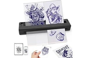 TOHUNZO 2025 New Tattoo Stencil Printer - Wireless Bluetooth Thermal Tattoo Transfer Machine, Includes 10pcs Transfer Paper, Portable Tattoo Printer for Beginners & Pros, Works with iPhone/Android/iPad