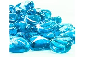 SUMLOTY 1 Pound Fire Glass for Fireplace, 1 Inch Reflective Tempered Glass Lava Rocks for Fire Pit Fire Bowl and Landscaping, Decorative Propane Gas High Luster Glass Rocks