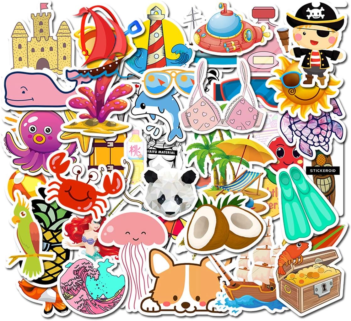50pcs Summer Adult Creative DIY Stickers Funny Decorative Cartoon for Cartoon PC Luggage Computer Notebook Phone Home Wall Garden Window Snowboard