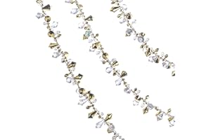 Klikel Christmas Clear Iridescent and Gold Bead Garland, Large Twist Bead String for Christmas Tree 10-feet - Set of 2 Pieces