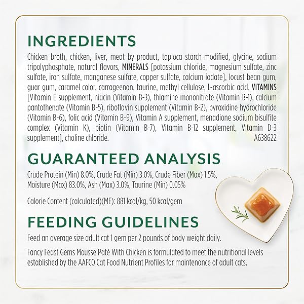 FANCY FEAST GEMS PATE CAT FOOD MOUSSE WITH CHICKEN AND A HALO OF SAVORY GRAVY CAT FOOD – (PACK OF 8) 4 OZ. BOXES