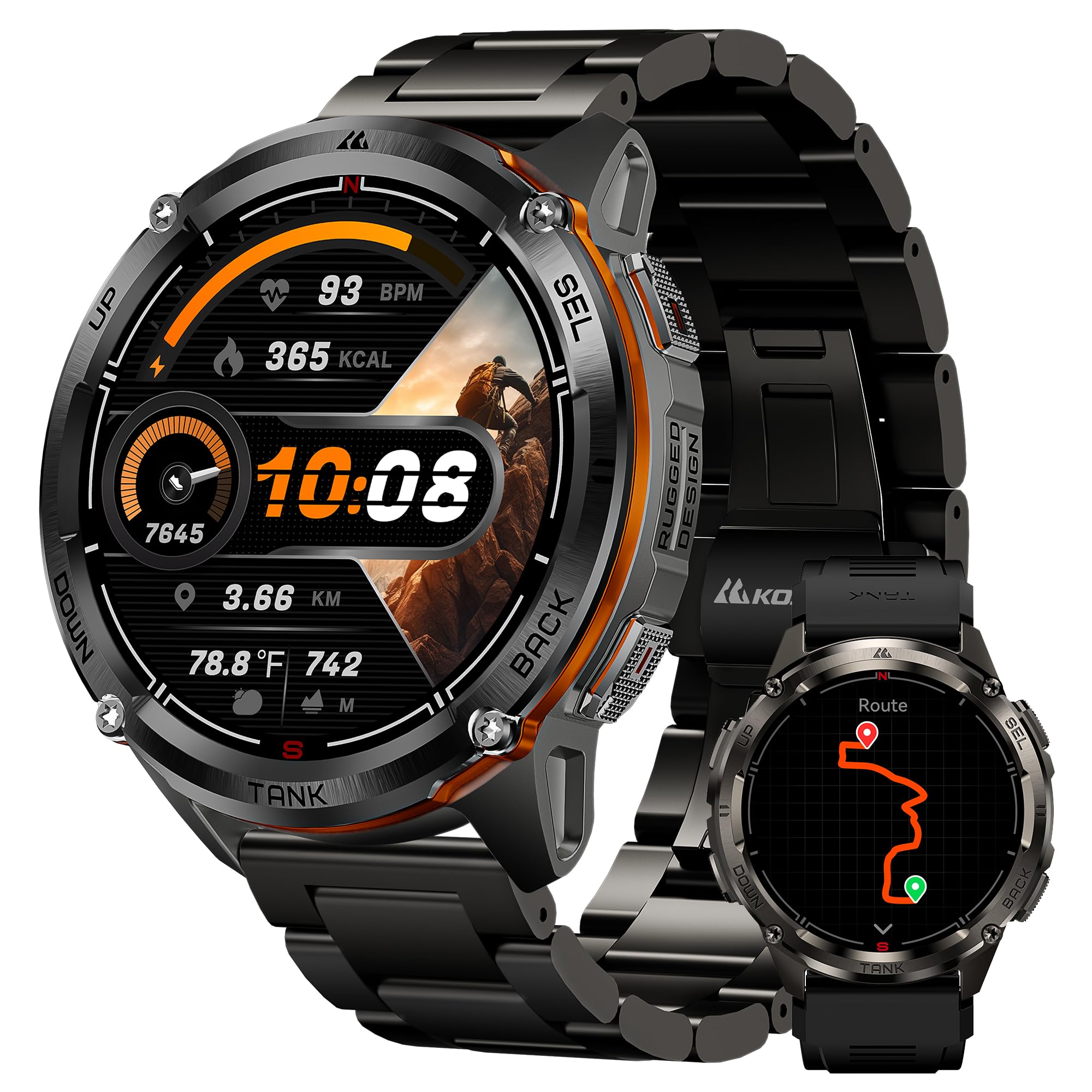 KOSPET Tank T3 Ultra 2 GPS Smartwatch Herren, 2 Bänder, für Android/iPhone