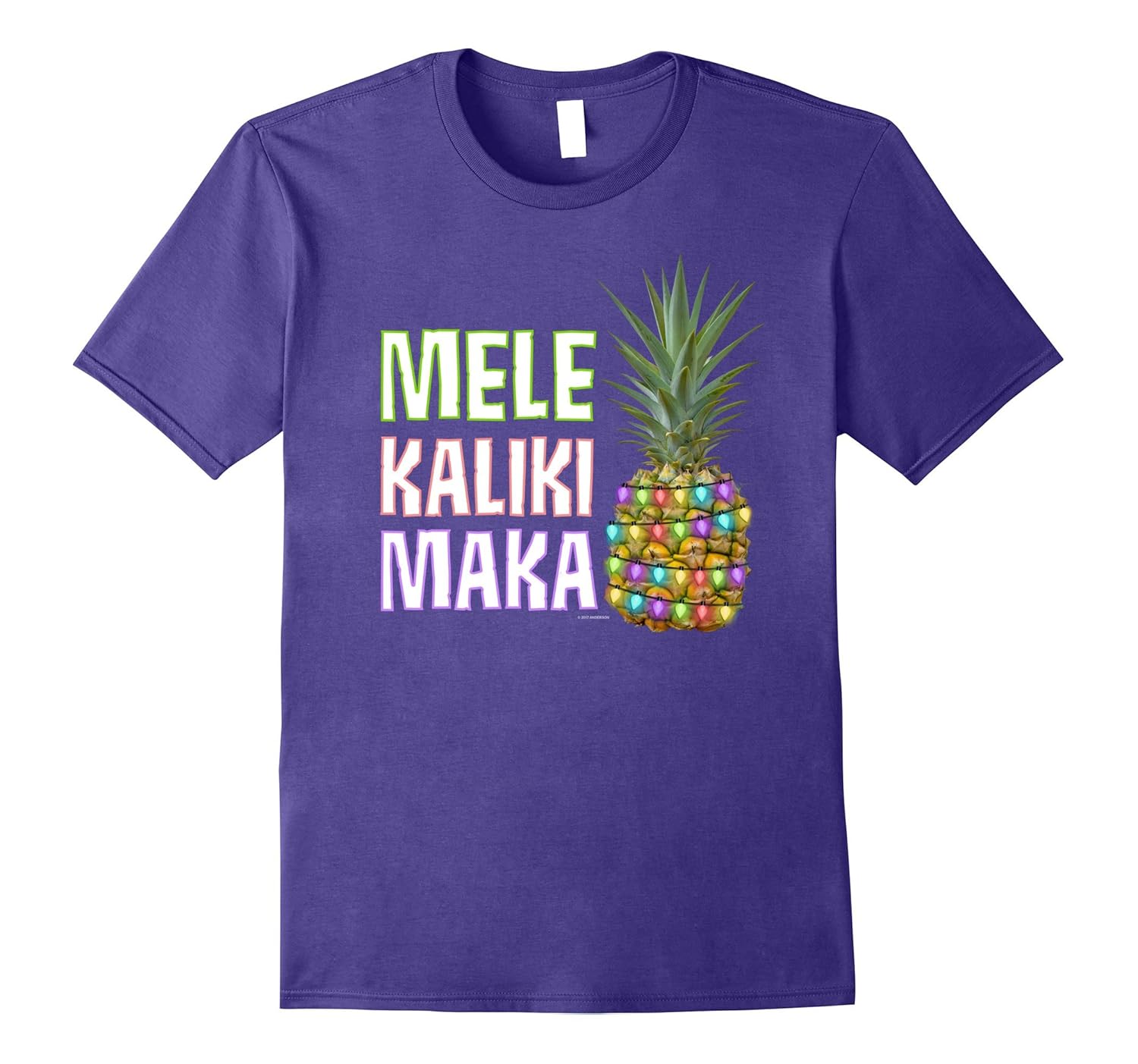 Hawaiian Christmas TShirt - MELE KALIKIMAKA Xmas Pineapple-ANZ