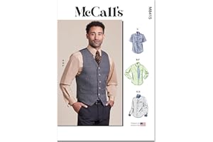 McCall's Men's Lined Vest, Bow Tie, Tie, and Shirts Sewing Pattern Kit, Design Code M8415, Sizes S-M-L
